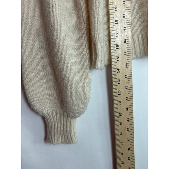 L'Academie Revolve Women's Cream Half-Zip Ribbed Sweater S Wool & Alpaca Blend - Picture 6 of 12